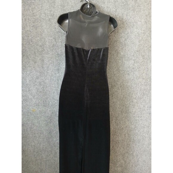 Vintage All That Jazz Womens Maxi Dress Size M Black Witchy Y2K Vamp Goth Velvet - Picture 6 of 9